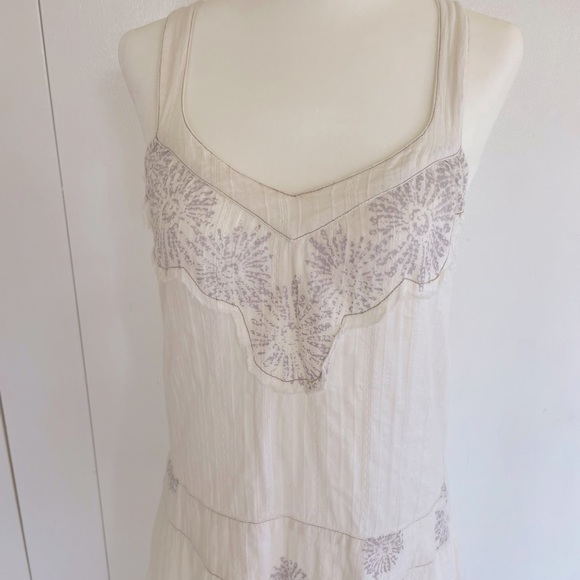 Vintage Off White Cotton with Appliqué Sundress, Size S - Picture 2 of 6